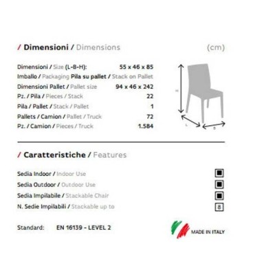 Bistrot - Sedia impilabile polipropilene simil rattan da esterno, bar, ristorante, giardino, piscina, hotel Grand Soleil