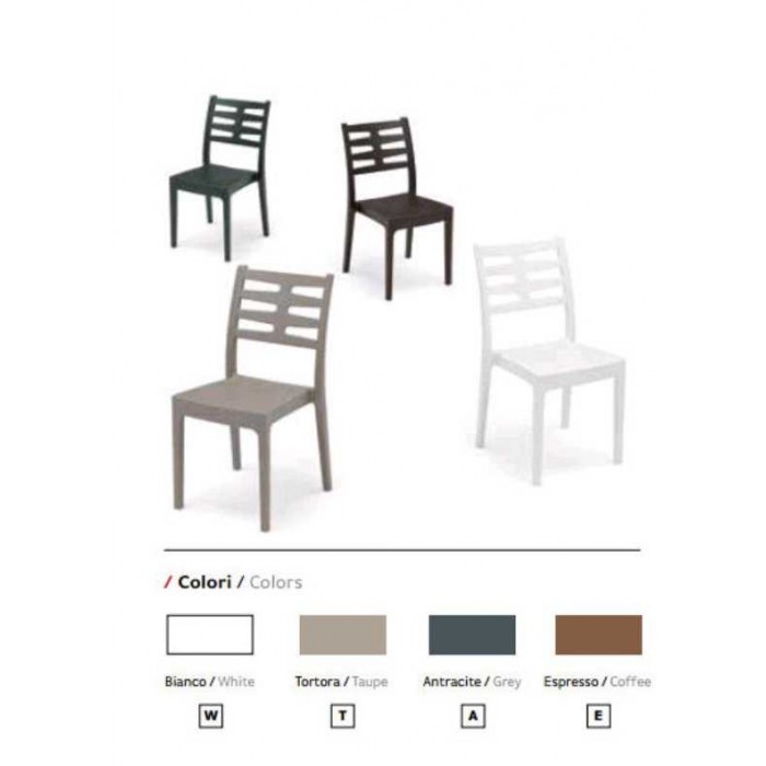 PARIS - SEDIA IN POLIPROPILENE IMPILABILE DA ESTERNO PER BAR, RISTORANTE, PISCINA, HOTEL GRAND SOLEIL