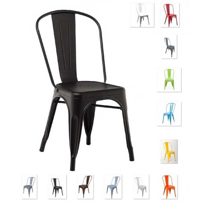 Metal - Silla convencional como Tolix, estructura metálica, para casa, bar, restaurante, pub, catering