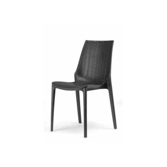 LUCREZIA - SEDIA IN POLIPROPILENE SIMIL RATTAN IMPILABILE DA ESTERNO PER BAR, RISTORANTE, PISCINA, HOTEL SCAB DESIGN
