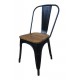 Metal Wood - Sedia stile industriale simil Tolix colore Nero opaco seduta in legno per casa, bar, ristorante, catering, albergo