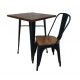 Metal Wood - Sedia stile industriale simil Tolix colore Nero opaco seduta in legno per casa, bar, ristorante, catering, albergo