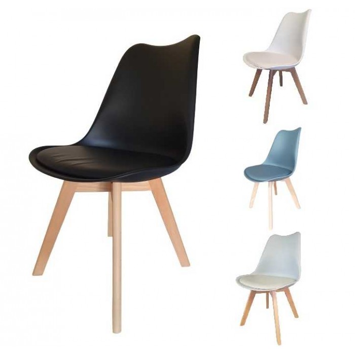 LEA - Silla comvemcional de haya y polipropileno para bar, restaurante, piscina, hotel