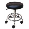 WORK 493 – Taburete de trabajo giratorio en ecopiel negra con ruedas esteticista manicura pedicura tatuadores oficina