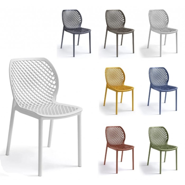 KYARA OS - Silla perforada y apilable de polipropileno/fibra de vidrio (BICA ITALY) para bares, restaurantes, pizzerías
