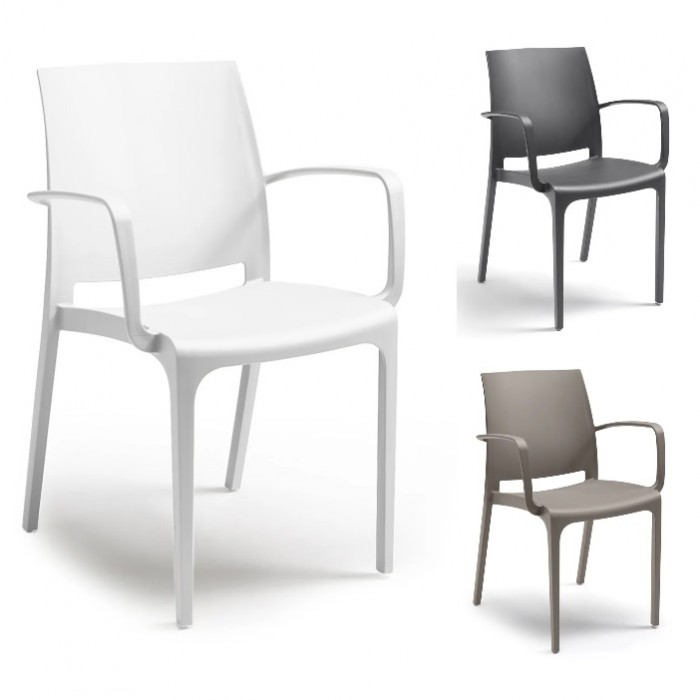 VOLGA ARMCHAIR - Sillón apilable de polipropileno/fibra de vidrio (BICA ITALY) para bares, restaurantes y pizzerías