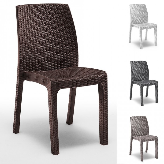VERONA - Silla apilable de polipropileno con acabado de ratán (BICA ITALY) para bar, restaurante y pizzería