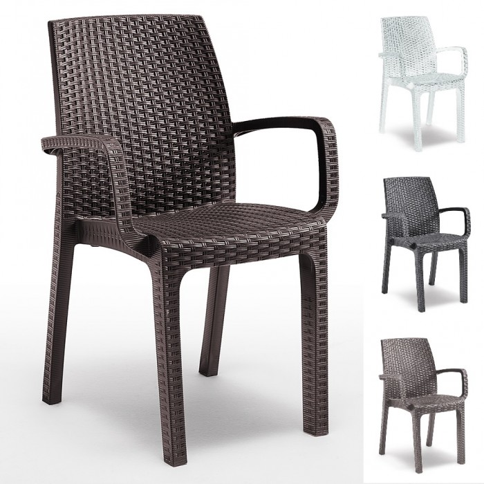 VERONA ARMCHAIR - Sillón apilable de ratán sintético polipropileno con reposabrazos (BICA ITALY) para bar,restaurante,pizzería