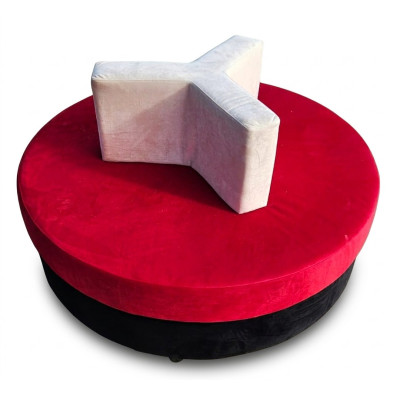 Round -  Sofá pequeño a medida para bar y sillón para habitaciones de cuero ecológico (cuero ecológico), tela.